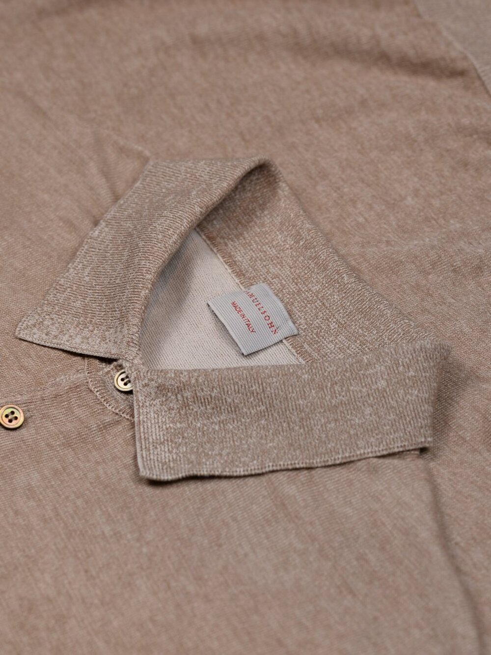 Samuelsohn Fine Knit Cotton SS Polo Shirt Mens Beige XL Made in Italy